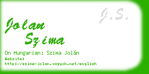 jolan szima business card